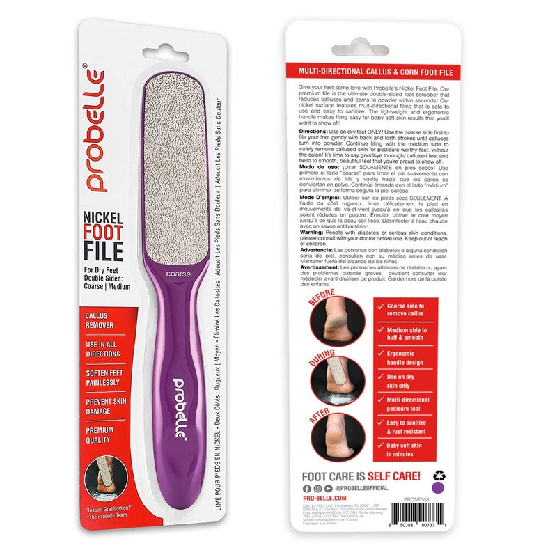 Probelle Double Sided Multidirectional Nickel Foot File Callus Remover - Immediately Reduces calluses and Corns to Powder for Instant Results  Safe Tool (Purple) - Image 3